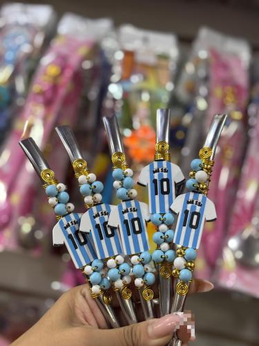 Bombilla Decorada de Acero Afa Messi Argentina - Miniatura 3