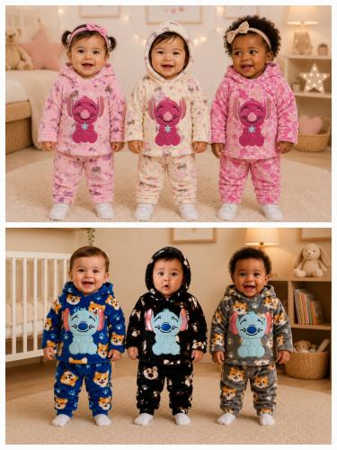 Conjunto de Piel.de Oso Estampado con Aplique