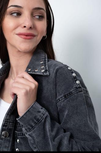 Camisaco Oversize Nevado Gris con Tachas - Miniatura 2