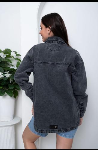 Camisaco Oversize Nevado Gris con Tachas - Miniatura 3