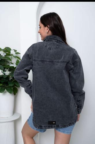 Camisaco Oversize Gris Nevado con Tachas - Miniatura 3
