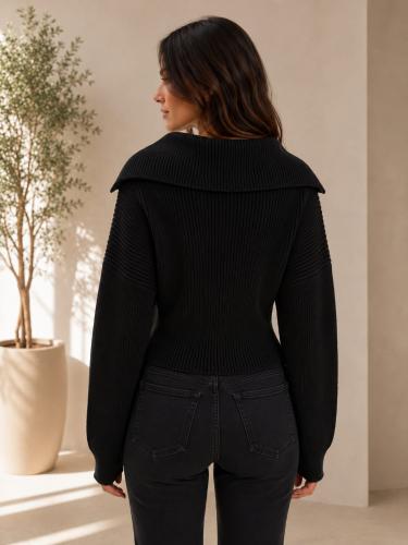 Sweater al Cuerpo Escote en V con Cierre - Miniatura 2