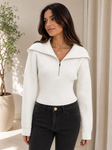 Sweater al Cuerpo Escote en V con Cierre - Miniatura 5