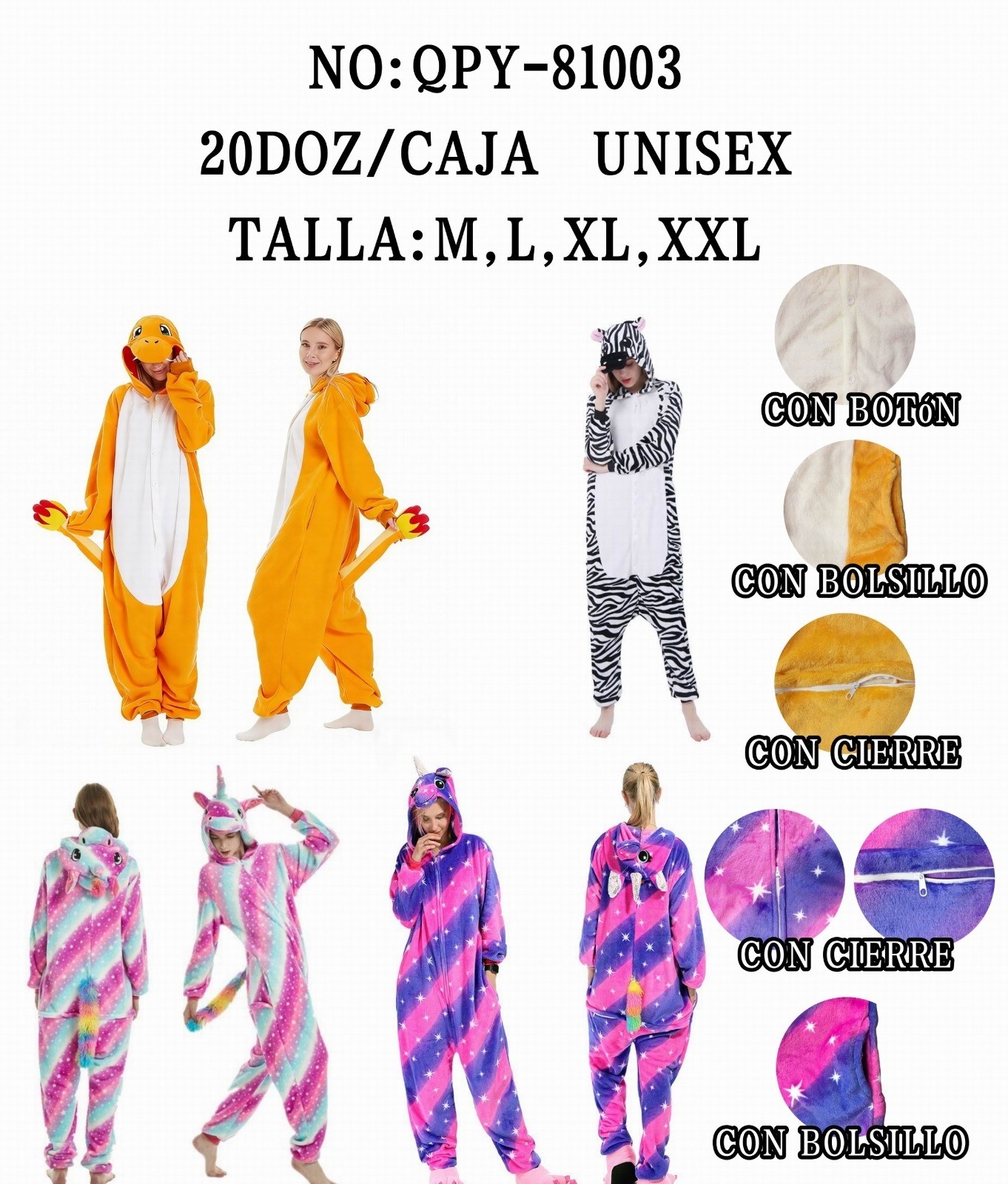 Pijamas Entero Mameluco Animadas Importadas - Imagen 1