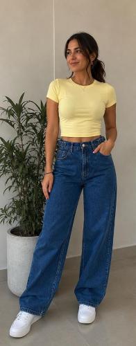 Baggy Rígido Dama Color Azul con Regolador con Bolsillos Adelante - Miniatura 3