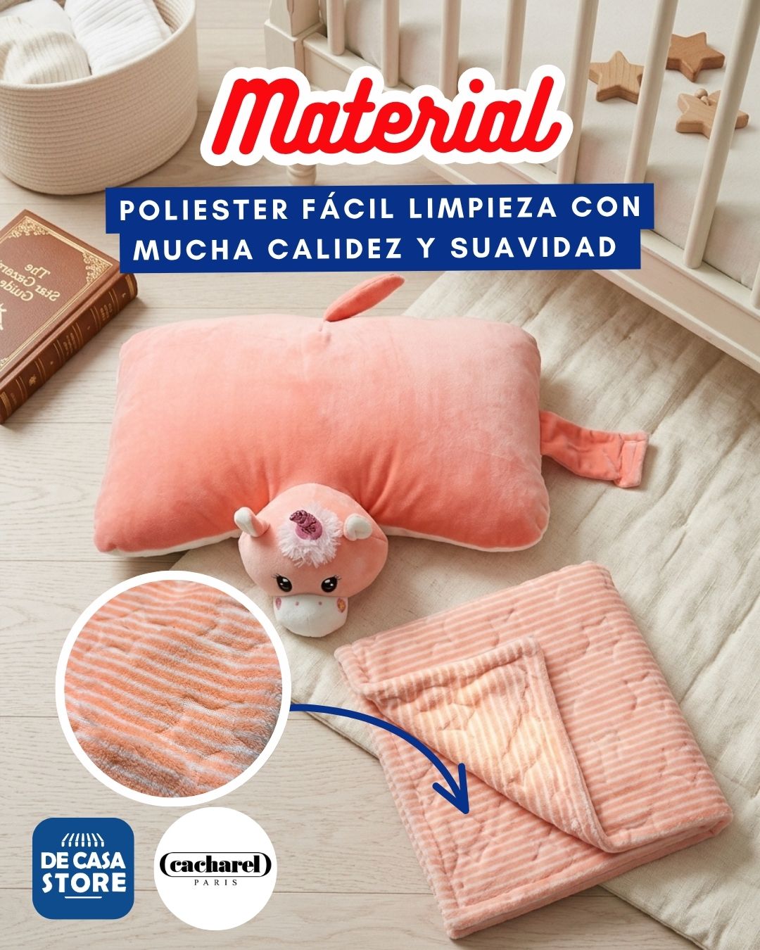Peluche Almohada con Mantita Bebe - Animalitos Súper Suave y Calientita para Cuna - 27.jpg