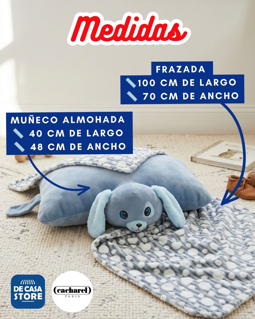 Peluche Almohada con Mantita Bebe - Animalitos Súper Suave y Calientita para Cuna - 24.jpg