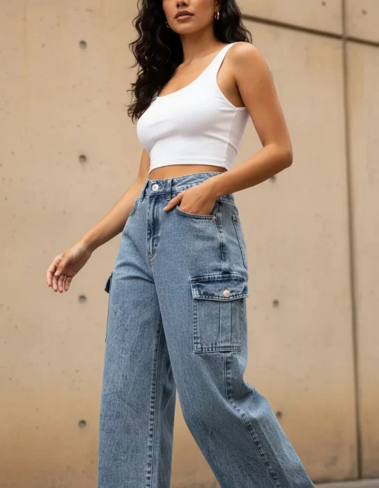 Jean Wide Leg Cargo Jots Pierna Ancha (artículo 133)