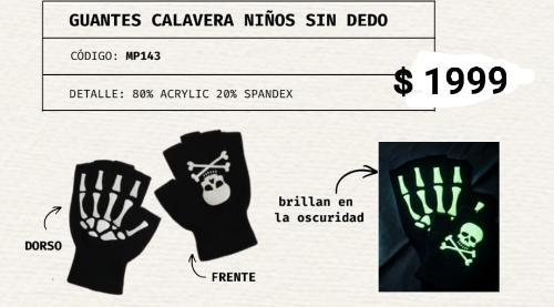 Guantes Calavera Niños sin Dedo
