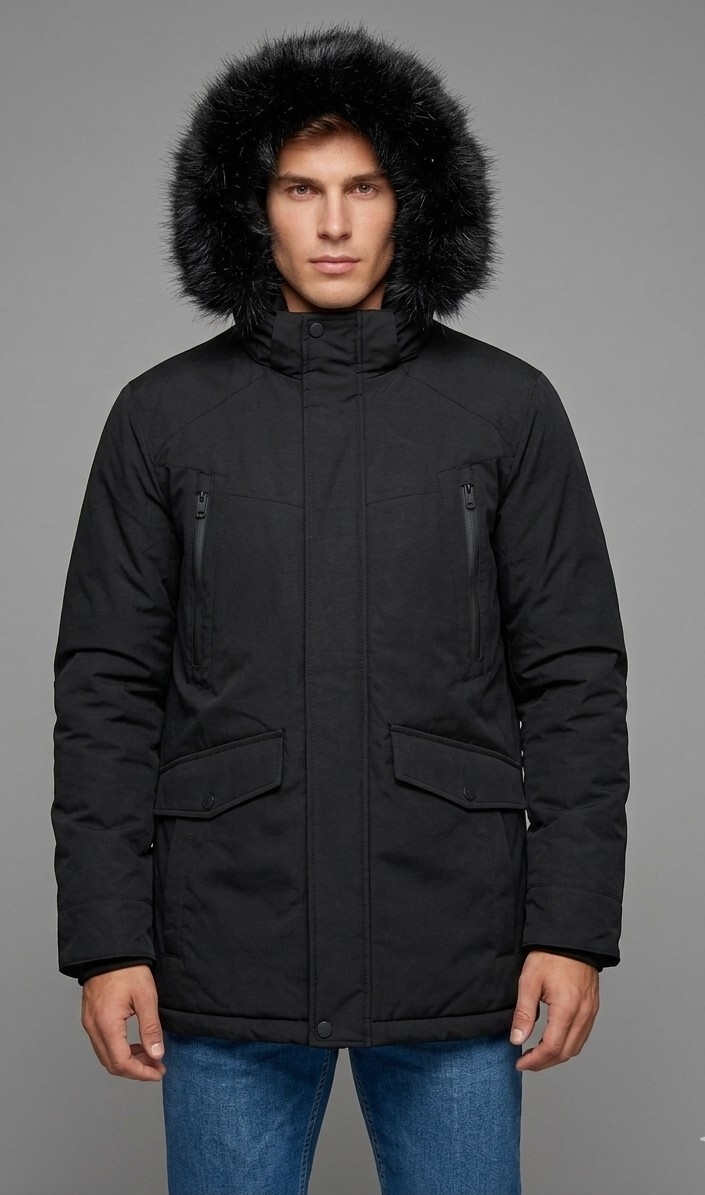 Campera Parka Impermeable Negro - Imagen 2