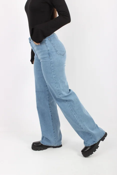 Wide Leg Elastizados Celeste Nevado