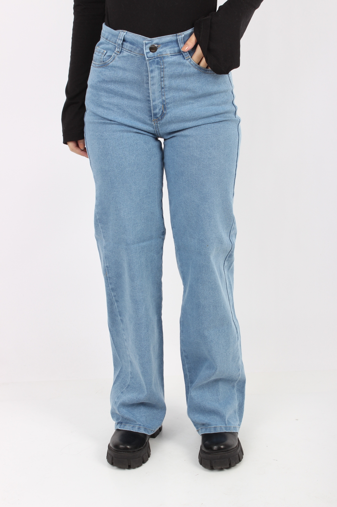 Wide Leg Elastizados Celeste Nevado - Imagen 3