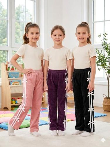 Pantalones con Piel Tiras y Moñitos