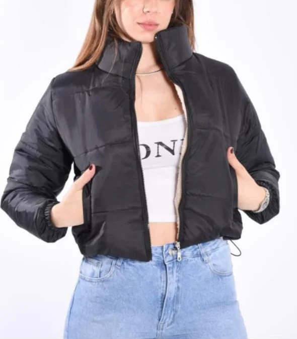 Campera Puffer de Dama con Corderito
