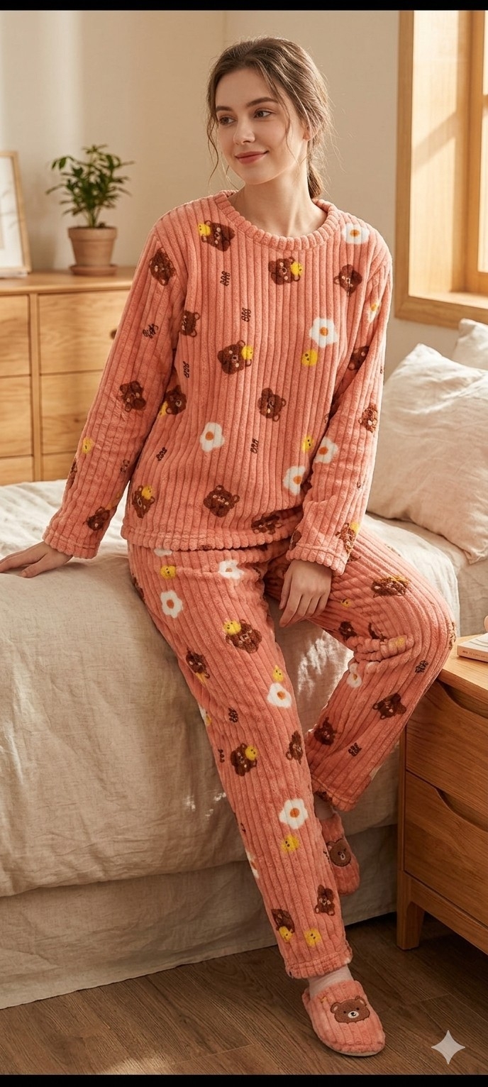 Pijama Peluche de Mujer Estampados y Lisa - Imagen 5