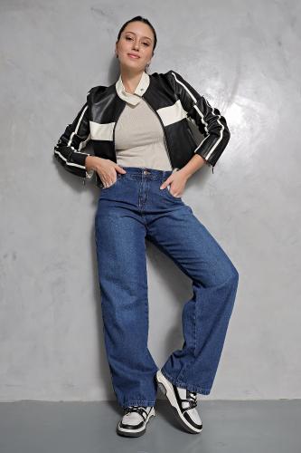 Wide Leg Azul Clasico!!! Tiro Alto - Miniatura 4