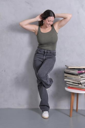 Wide Leg Gris Topo! Elastizado con Bolsillo Delantero