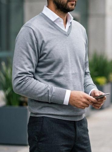Sweatersr para Hombre en Cuello V Imp. - Miniatura 2