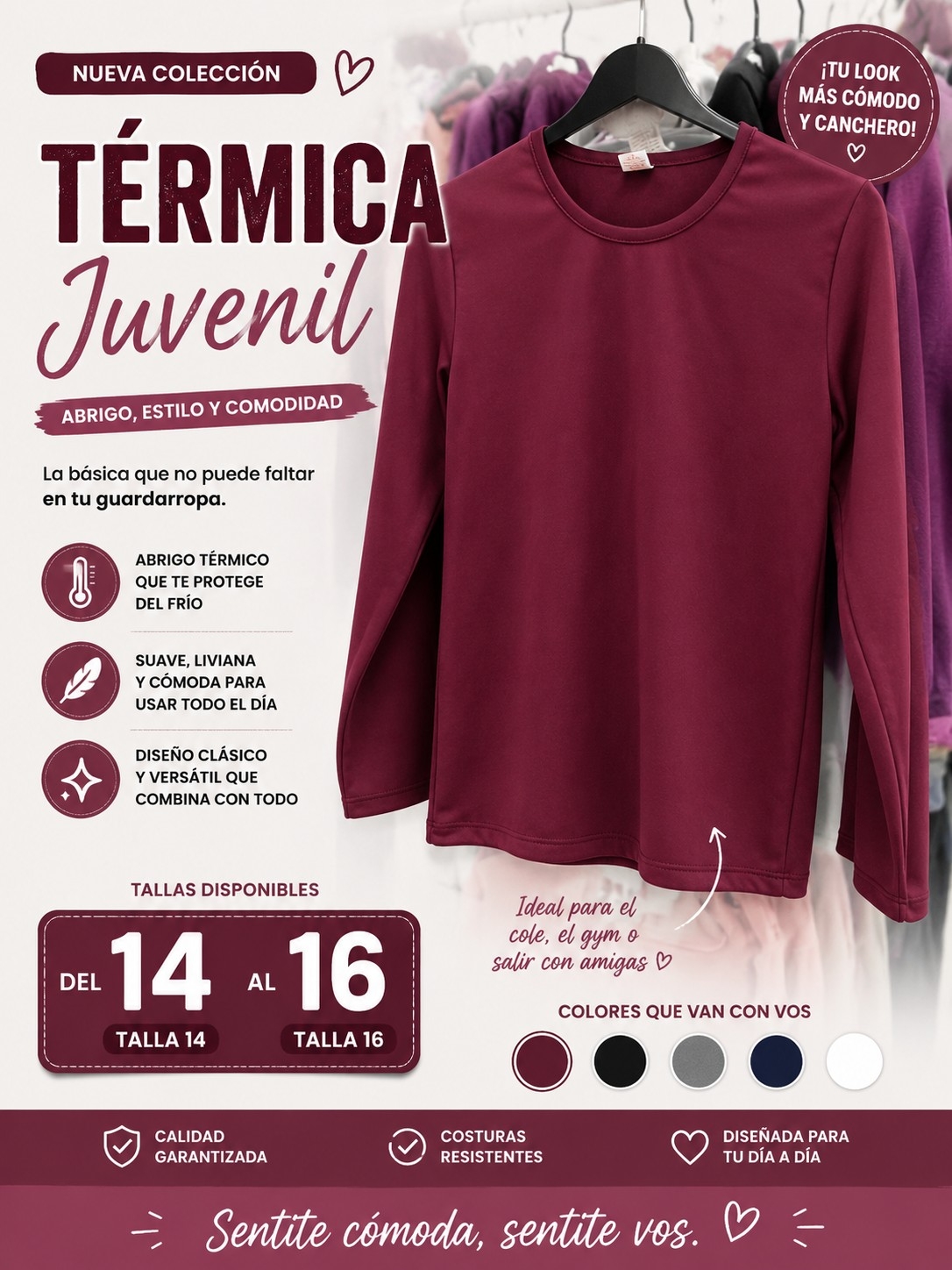 Remeras Térmicas Juveniles del Tallas 14 al 18 - Imagen 2