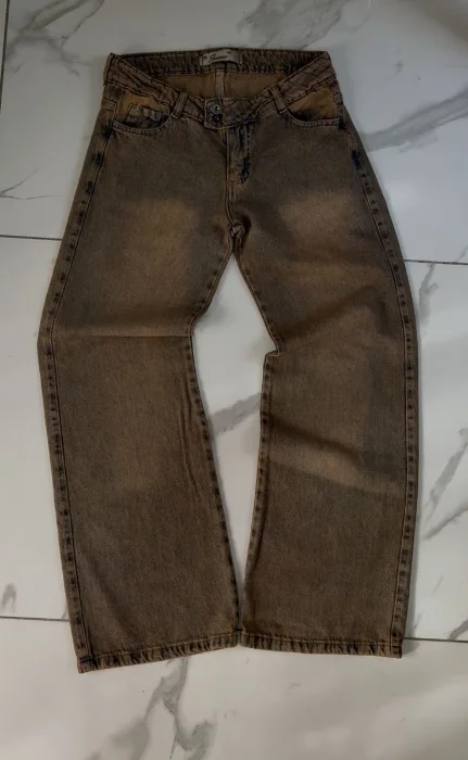 Wide Leg Tiro bajo Matizado Choco