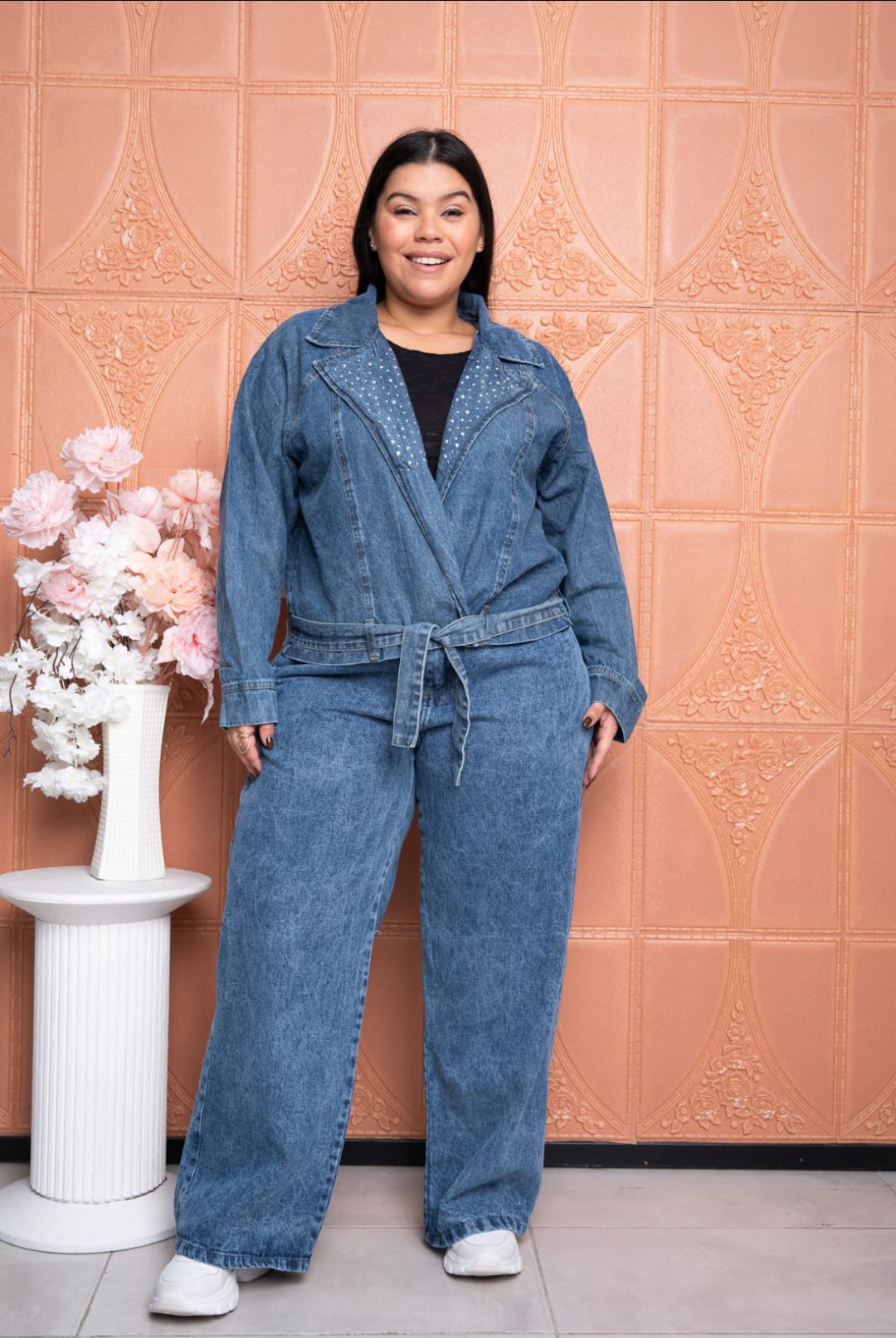 Wide Leg Rígido Azul Nevado y Campera - Imagen 3