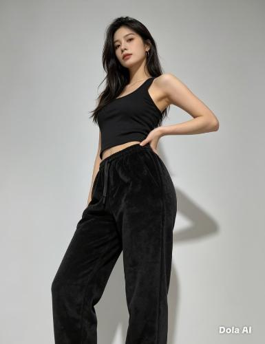 Pantalón Pijama Negro Peluche Calidad Premium;)