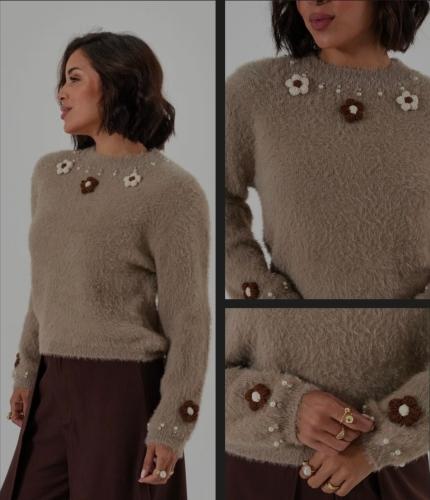 Sweters  Cuello Redondo de Piel - Miniatura 4