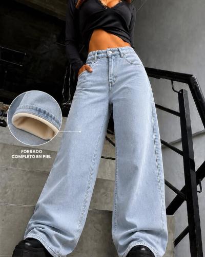 Wide Leg con Piel