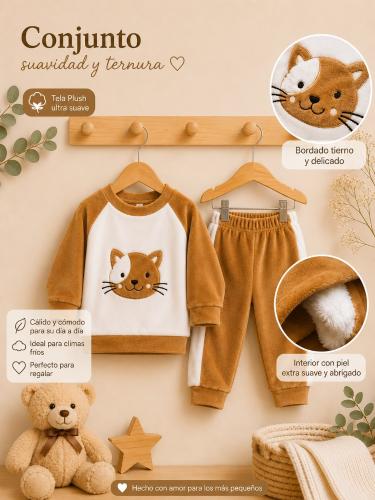 Conjunto Gatito Plush con Piel