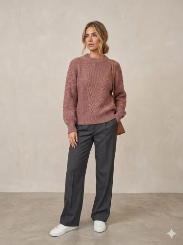 Sweater Trenzado Lana Frizada Manga Globo - Catalina - Miniatura 2