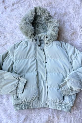 Puffer Satinada con Piel - Miniatura 4