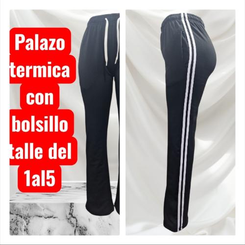 Palazo Termicas Gaspeadas con Bolsillo y Tira al Costado - Miniatura 3
