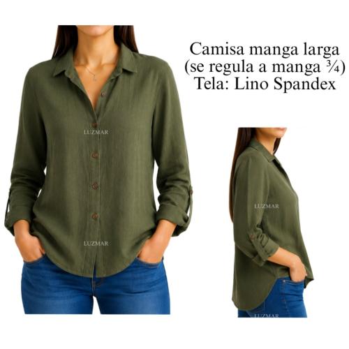 Camisa Lino Manga Larga