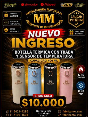 Botella Termica con Traba y Sensor de Temperatura