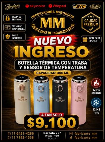 Botella Termica con Traba y Sensor de Temperatura