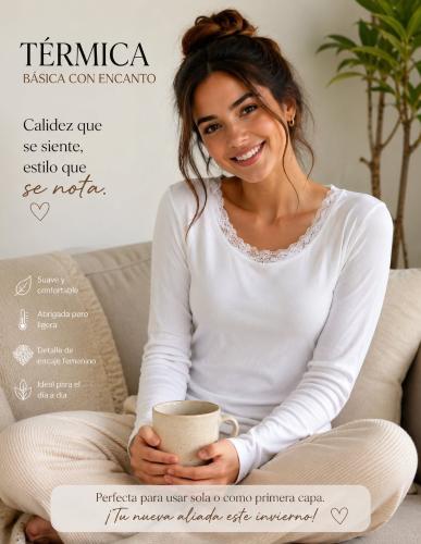 Camiseta Piel Termica con Encaje Dama