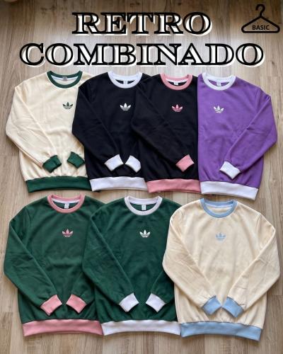 Buzo Adidas Algodon Frisa Retro Combinado