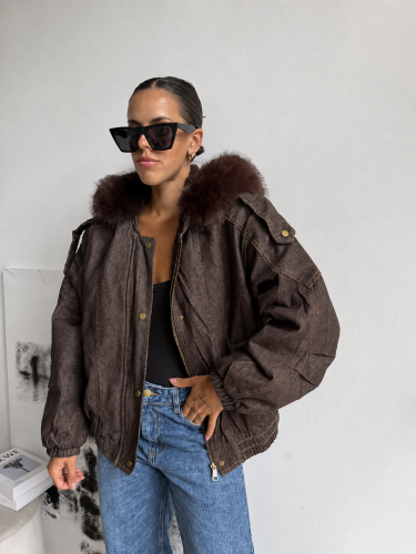 Campera Jeans con Piel - Miniatura 2