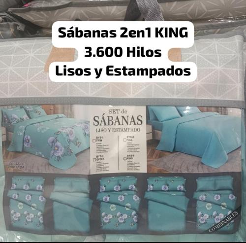 Sábanas Lisas y Estampadas 2en1 King 3.600 Hilos