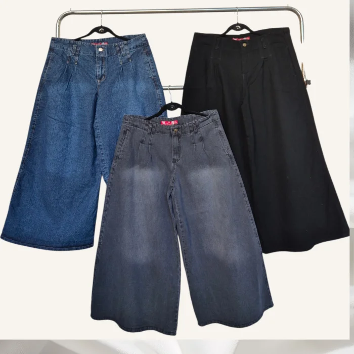 Pantalón Sastrero Maxi Palazzo Jeans Rígido