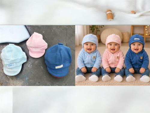 Gorro Polar con Visera Talle Unico (hasta 12 Meses Aprox) Art.392 Pack X 3