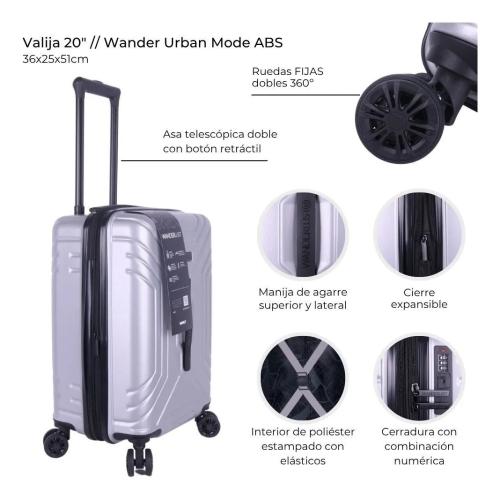 Valija Wanderlust Expandible Urban Silver 20 Doble Rueda - Miniatura 2