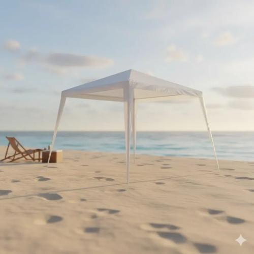 Gazebo 3x3 Armable Carpa Toldo Caño Camping Feria Juntec Blanco - Miniatura 3