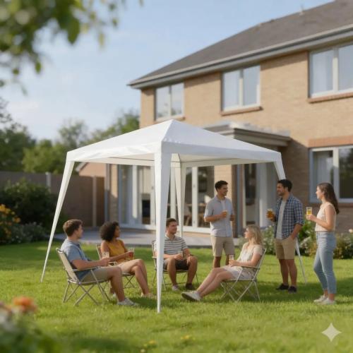 Gazebo 3x3 Armable Carpa Toldo Caño Camping Feria Juntec Blanco - Miniatura 4