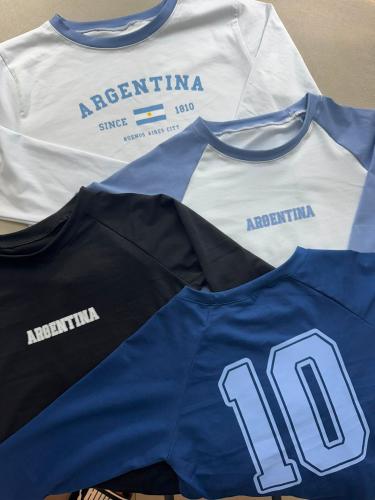 Camisetas Manga Larga Argentina Algodón