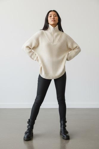 Sweater Polera Lana con Cierre
