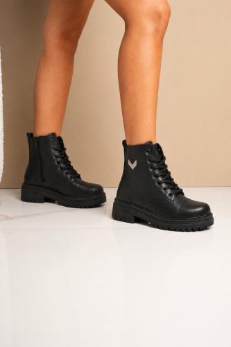 Borcegos bajo Alto Negro Chococolate Cordones