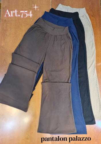 754-pantalon Palazzo- Rib Brushed