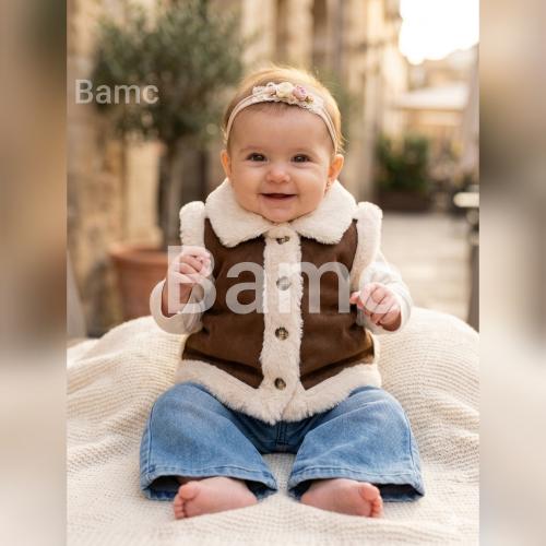 Chaleco de Cuero con Piel para Bebé,hermosos!!