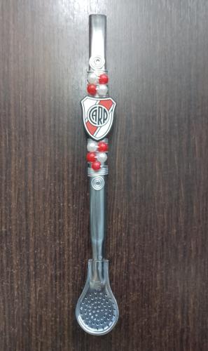 Bombilla de River Acero Decorada